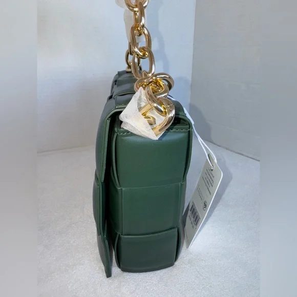 New Urban Expressions Dark Hunter Green Woven Shoulder Women’s Bag Purse-NWT - Picture 8 of 14